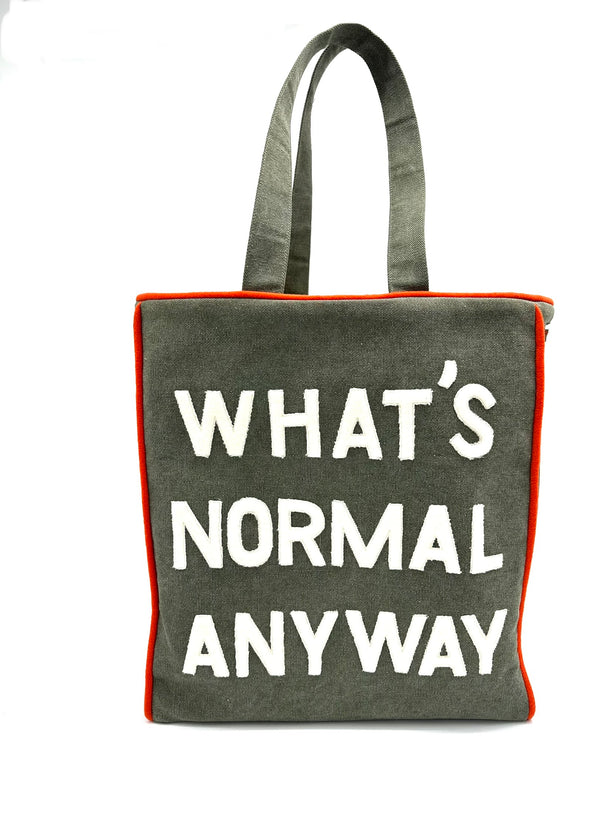 WALTON Khaki Canvas Tote Bag WHAT'S NORMAL ANYWAY