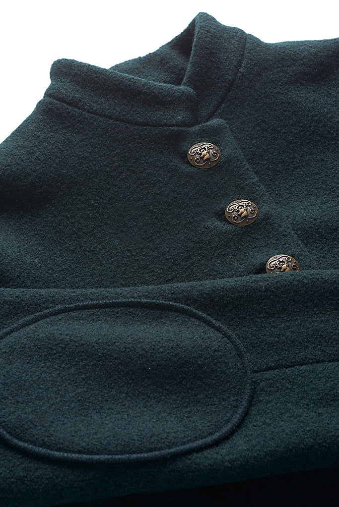 REGIMENTAL Midnight Green Boiled Wool Tailored Uniform Jacket Detail