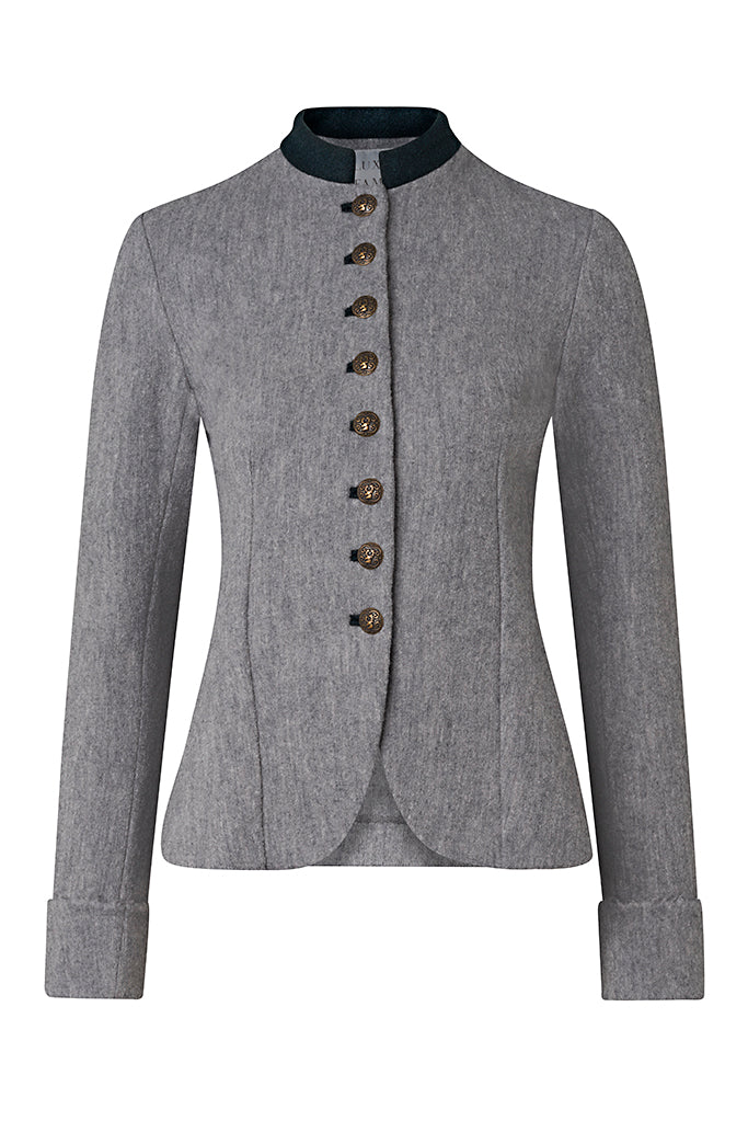 REGIMENTAL Grey with Green Boiled Wool Tailored Uniform Jacket Front