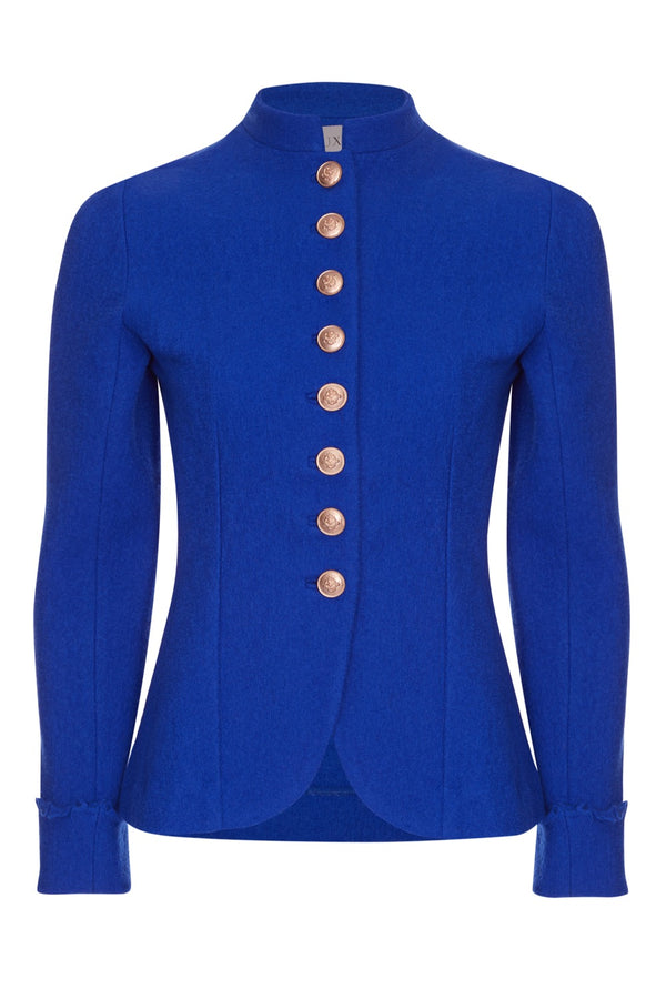 REGIMENTAL Royal Blue Boiled Wool Tailored Uniform Jacket Front