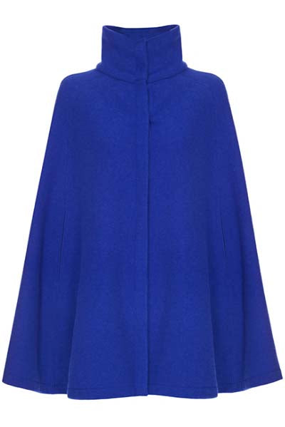 COTSWOLD Royal Blue Wool Cashmere Poncho Front